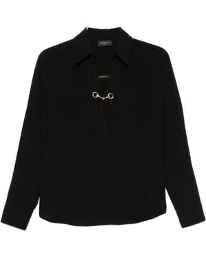 Nenette Foxi Horsebit V-Neck Blouse - Black