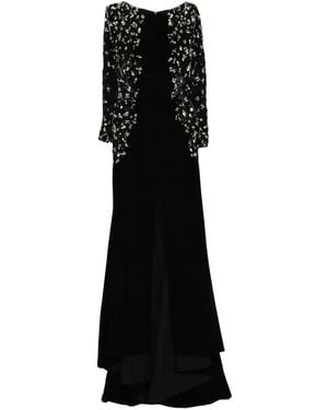 Saiid Kobeisy Embellished Slit Long Dress - Black