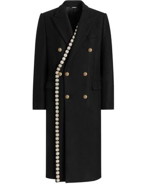 Dolce & Gabbana Embellished-Detail Double-Breasted Coat - Black