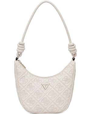 Guess Adelasia 4G Quilted Knoted-Handle Mini Shoulder Bag - White