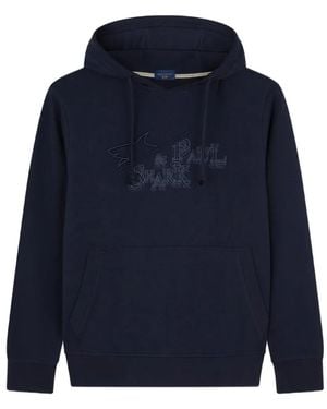 Paul & Shark Logo-Embroidered Drawstring Hoodie - Blue