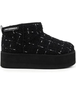 KARL LAGERFELD Thermo Check-Pattern Platform Boots - Black