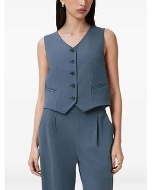 AllSaints Gilet Smanicato Con Bottoni - Blu