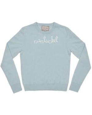 Lingua Franca Nantucket Embroidered-Lettering Jumper - Blue