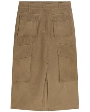 Dries Van Noten Cotton Poplin Cargo Skirt - Natural