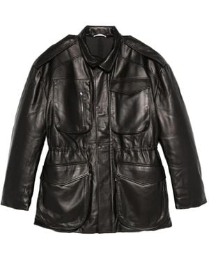 Nensi Dojaka Leather Puffer Jacket - Black