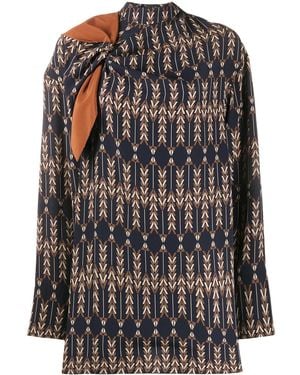 Stella McCartney Zadie Knotted High Neck Blouse - Blue
