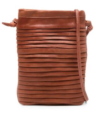 SOMMET Paloma Rows Pleated Leather Shoulder Bag - Brown