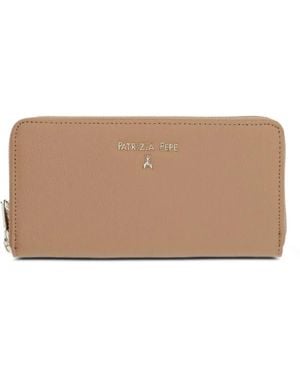 Patrizia Pepe Essential Logo-Plaque Zip-Around Wallet - Natural