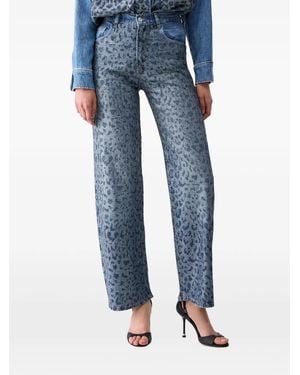 Liu Jo Straight-Leg Jeans With Animal Print - Blue