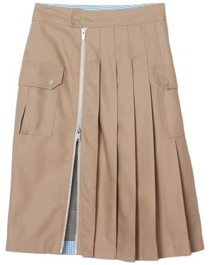 3.1 Phillip Lim Zip-Pleated Cotton Midi Skirt - Brown