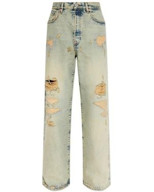 KENZO Distressed Faded-Effect Jeans - Green