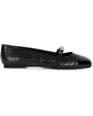 Gcds Monogram-Embossed Logo-Plaque Ballet Flats - Black