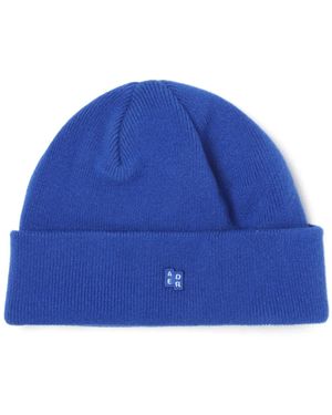 Adererror Logo-Appliqué Ribbed-Knit Beanie - Blue