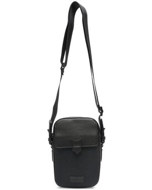 Canali Patterned Messenger Bag - Black