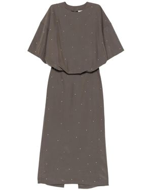 Alysi Vestido Midi Con Apliques A Capas - Gris