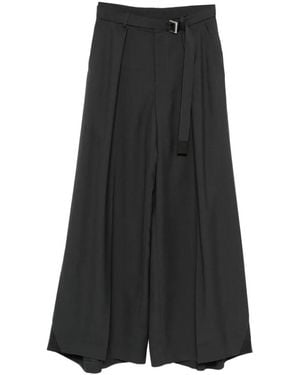 Sacai Belted Pleated Trousers - Black