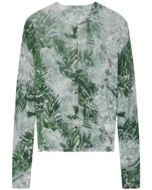 JNBY Graphic-Print Wool Cardigan - Green