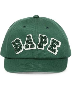A Bathing Ape Patched-Panel Cotton Cap - Green