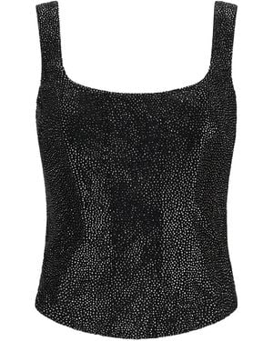 GIUSEPPE DI MORABITO Embellished Square-Neck Top - Black