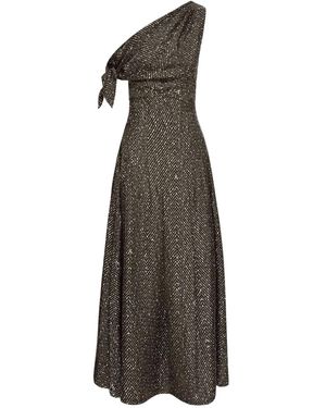 Oscar de la Renta Chevron-Pattern Silk Twill Dress - Black