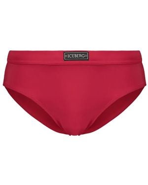 Iceberg Logo-Patch Swim Briefs - Red