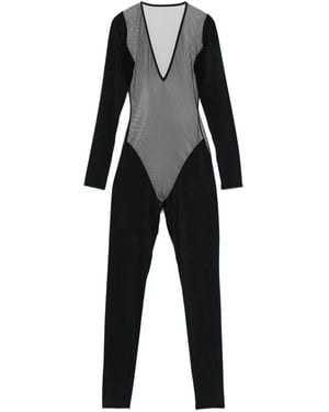 Maison Close Langärmeliger Pure Tentation Mesh-Catsuit - Schwarz