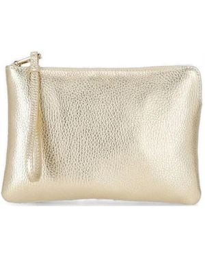 Coccinelle Metallic-Effect Pebbled-Leather Clutch Bag - Natural