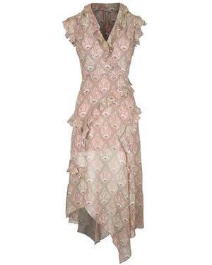 Veronica Beard Avenel Paisley-Print Ruffled Dress - Natural