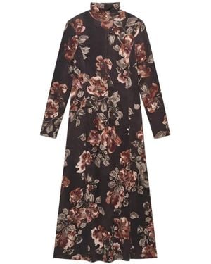 Maliparmi Frosted Blossom Turtleneck Shift Maxidress - White
