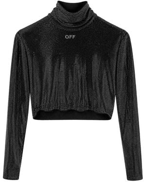 Off-White c/o Virgil Abloh Bling Sec Skin Embellished Cropped Top - Black