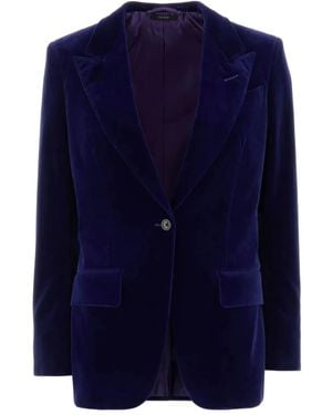 Tom Ford Velvet Single-Button Blazer - Blue