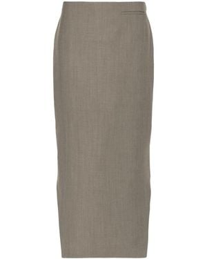 Givenchy High-Low Hem Wool Skirt - Gray