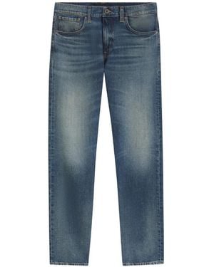 BOSS By Beckham Logo-Patch Whiskered Jeans - Blue