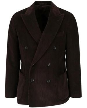 Lardini Double-Breasted Corduroy Jacket - Black
