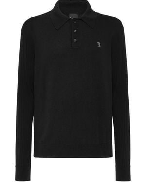 Billionaire Geripptes Poloshirt - Schwarz