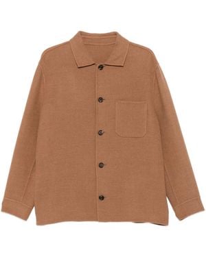 Eleventy Button-Fastening Patch-Pocket Jacket - Brown