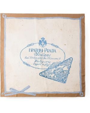 Prada Printed Silk Twill Scarf 90 - Blue