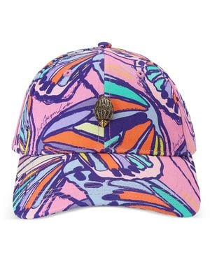 Kurt Geiger Kensington Eagle-Plaque Butterfly-Print Cap - White