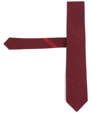 Ferragamo Gancini-Pattern Silk Tie - Red