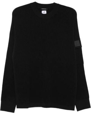 C.P. Company Ribbed-Knit Lens-Detail Jumper - Black