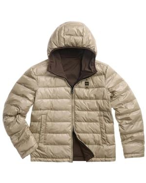 Blauer Reversible Logo-Patch Hooded Jacket - Natural
