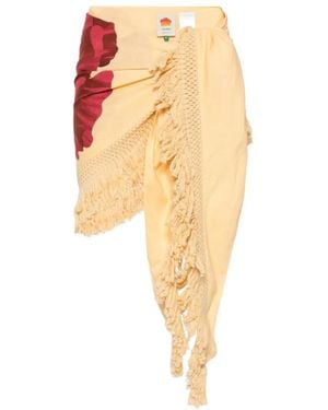 FARM Rio Floral-Print Fringed-Hem Sarong - White