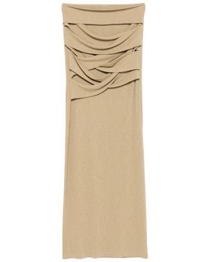 Nanushka Draped-Panel Maxi Skirt - Natural