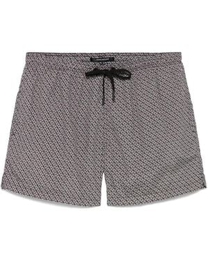 Tagliatore Geometric-Print Swim Shorts - Grey
