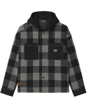 Izzue Check Hooded Jacket - Black