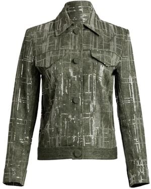 Silvia Tcherassi Lesath Sequin-Embellished Cropped Jacket - Green