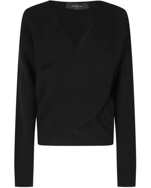 FEDERICA TOSI Pull Portefeuille À Col V - Black