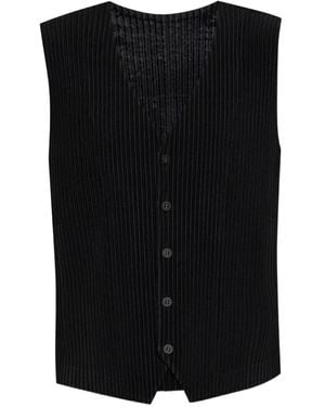 Homme Plissé Issey Miyake Pleated Button-Down Waistcoat - Black