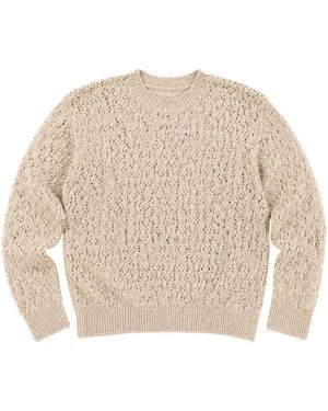 Eleventy Open-Knit Crew-Neck Sweater - Natural